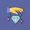 Hand reaching towards diamond